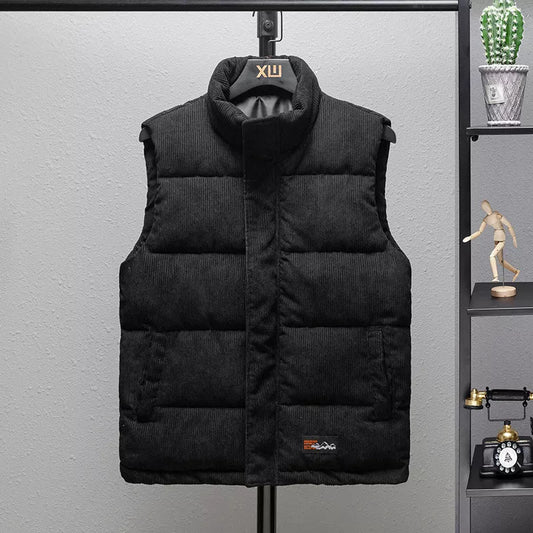 Men's Thick Corduroy Vest - Warm & Breathable Striped Jacket
