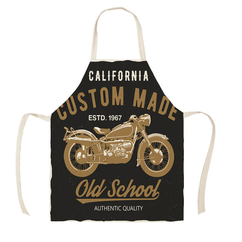 Creative Motorcycle Poster Art Letter Linen Kitchen Apron