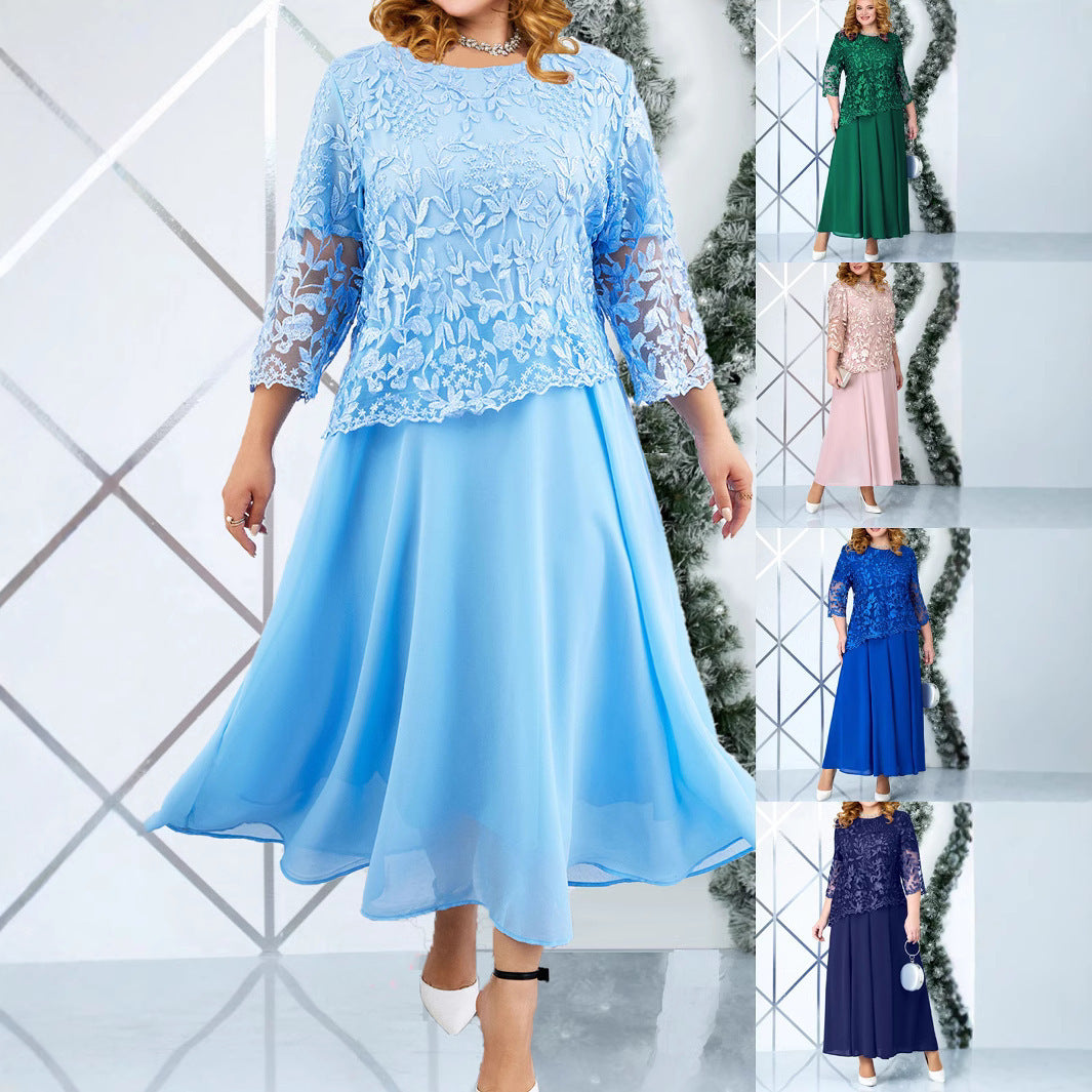 Women's Water Soluble An Embroidered Skirt European And American Style Lace Chiffon