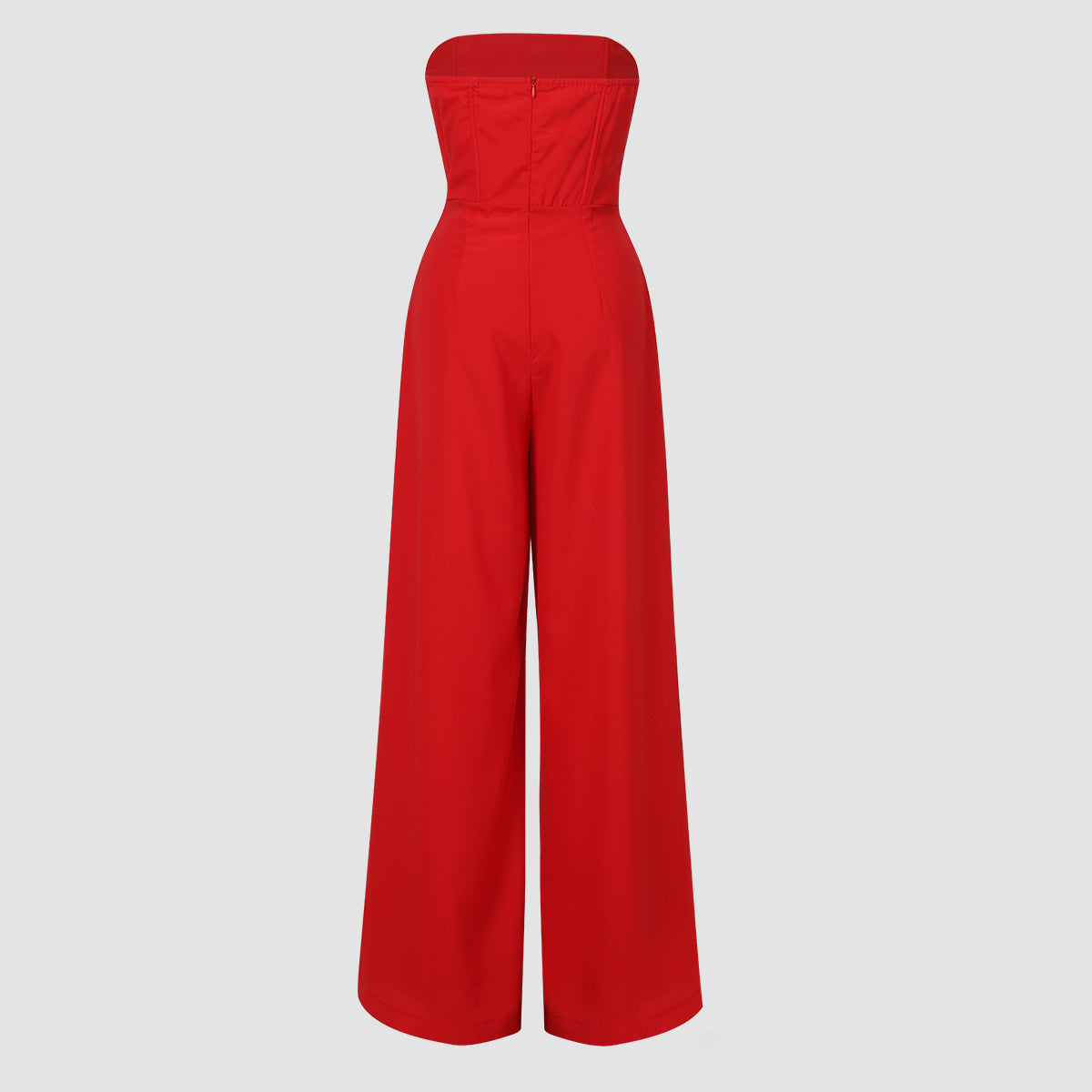 Red Tube Top Wide Leg Jumpsuit