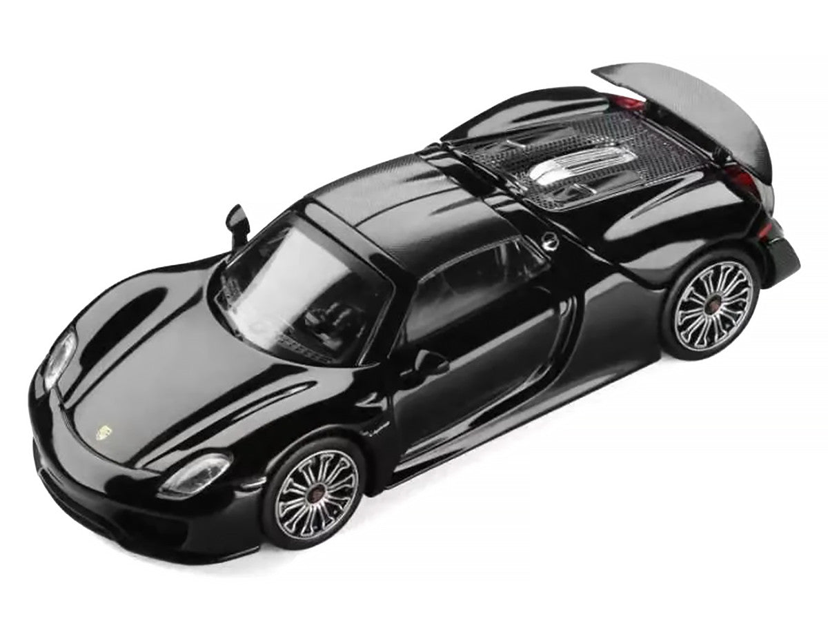 Porsche 918 Spyder Black with Carbon Top 1/64 Diecast Model Car by Trends Hobby