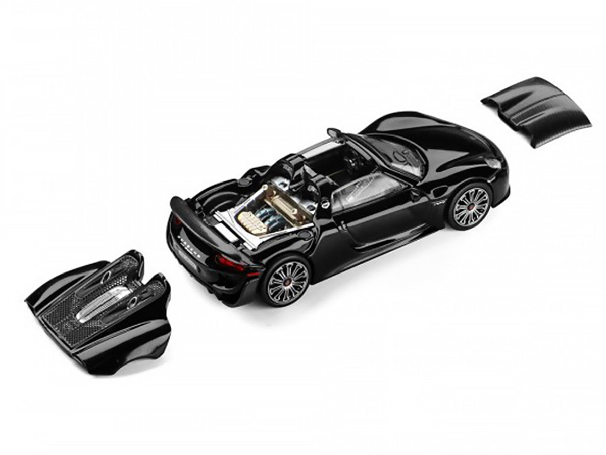 Porsche 918 Spyder Black with Carbon Top 1/64 Diecast Model Car by Trends Hobby