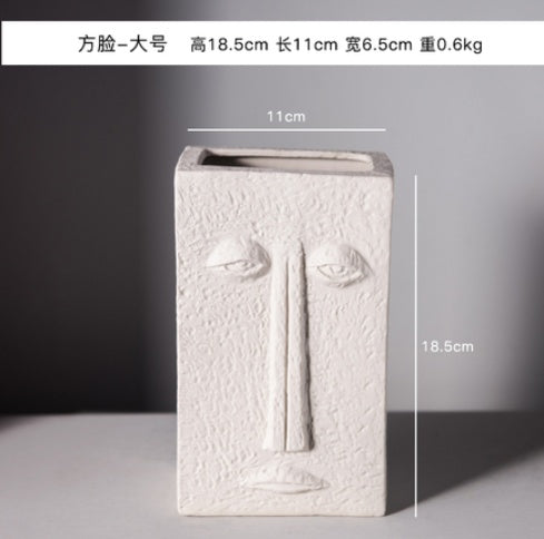 Nordic Style Modern Face Mask Ceramic Vase Home Decoration Flower Vases Head Matte Table Flower Vase for Wedding Decoration Prop