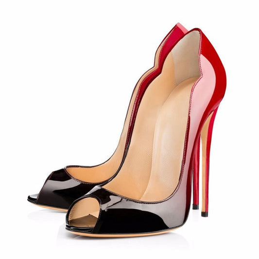 Fish mouth gradient stiletto high heel shoe