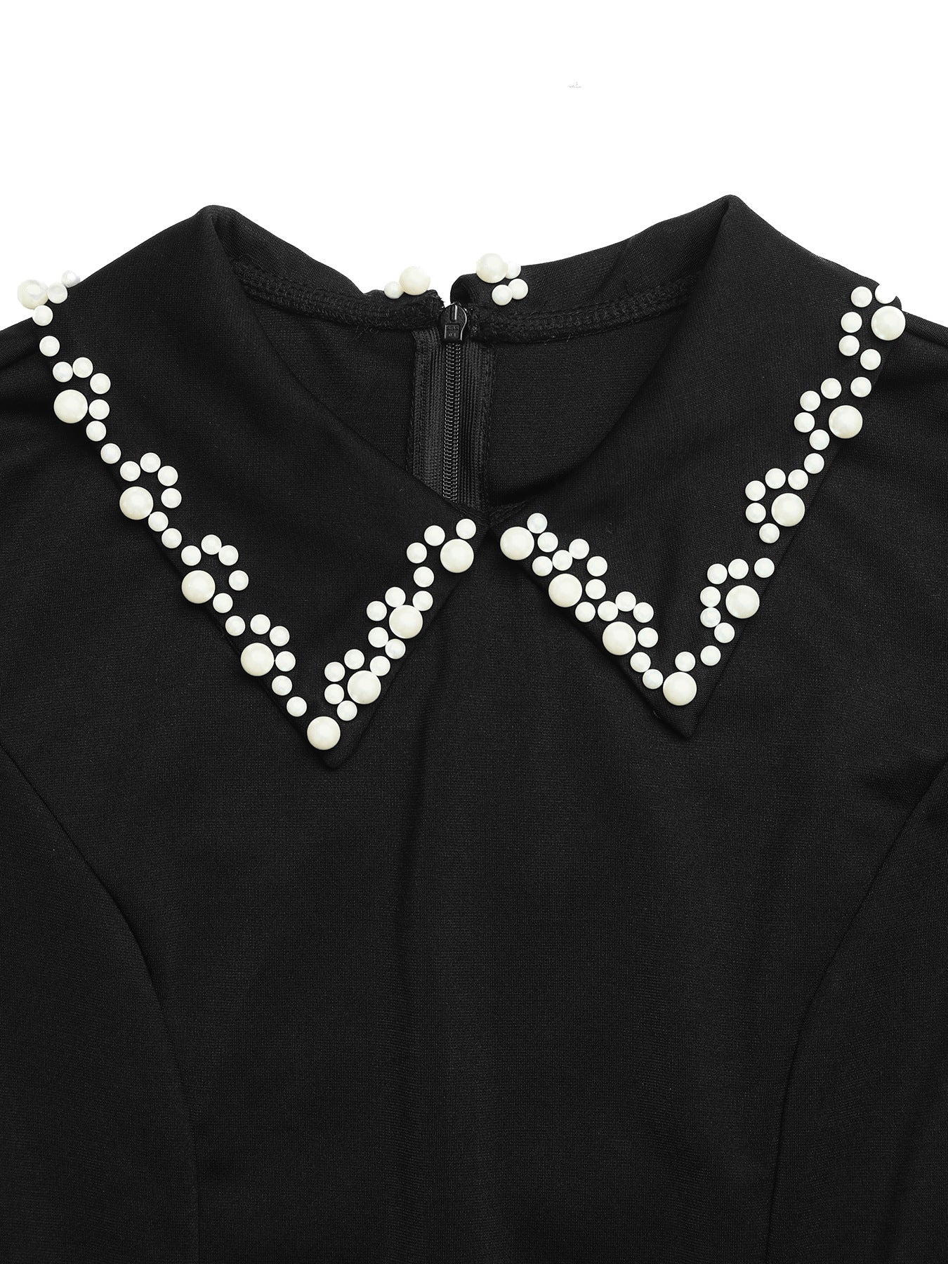 Pearl Collar Short Sleeve A-Line Mini Dress