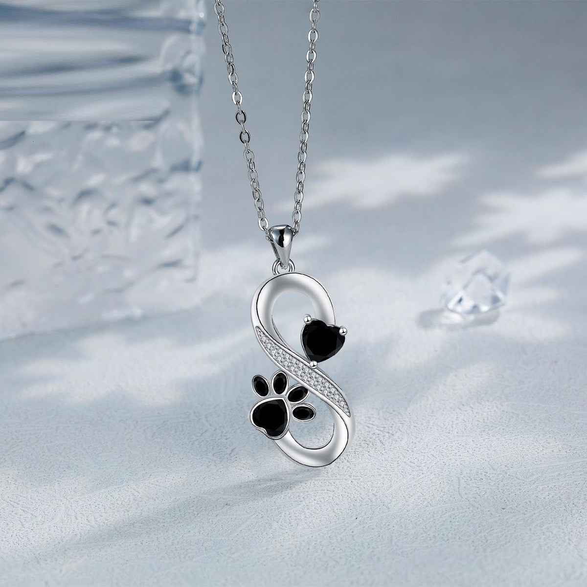 European And American Infinite Symbol Necklace Female With Hearts Paw Print Pendant Ornaments