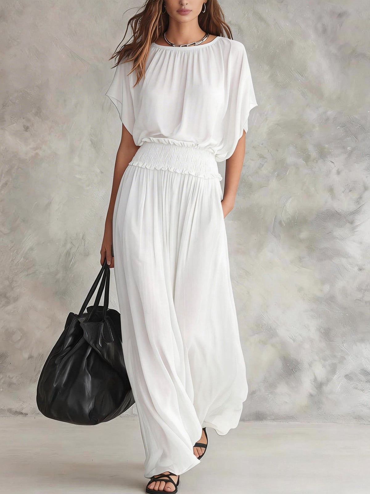2026 Summer European Style Slim Waist Elegant And Precise Long Dress Set