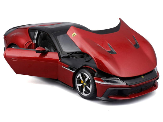 Ferrari 12Cilindri Red Metallic with Black Top "Race + Play" Series 1/24 Diecast Model Car by Bburago
