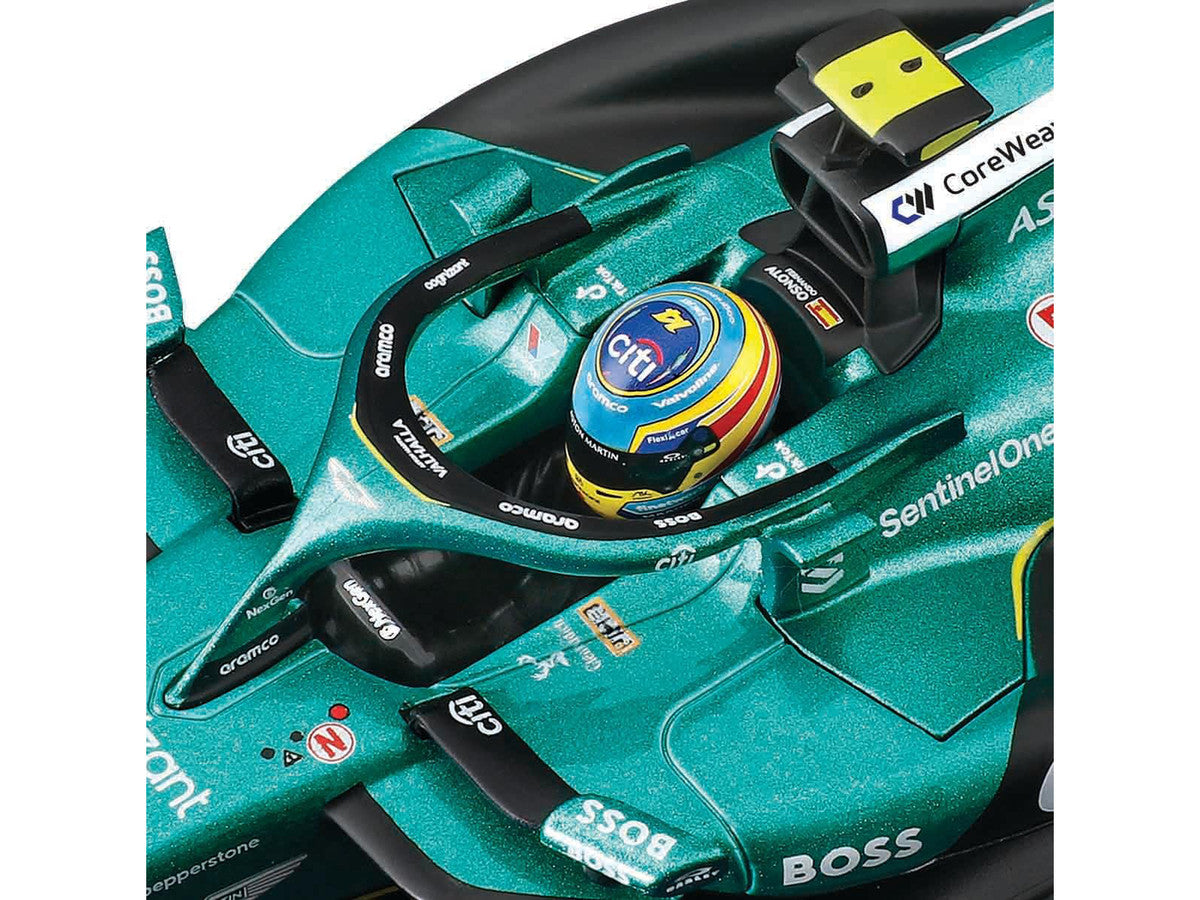 Aston Martin AMR25 #14 Fernando Alonso "Aramco" Formula One F1 "World Championship" (2025) 1/24 Diecast Model Car by Bburago