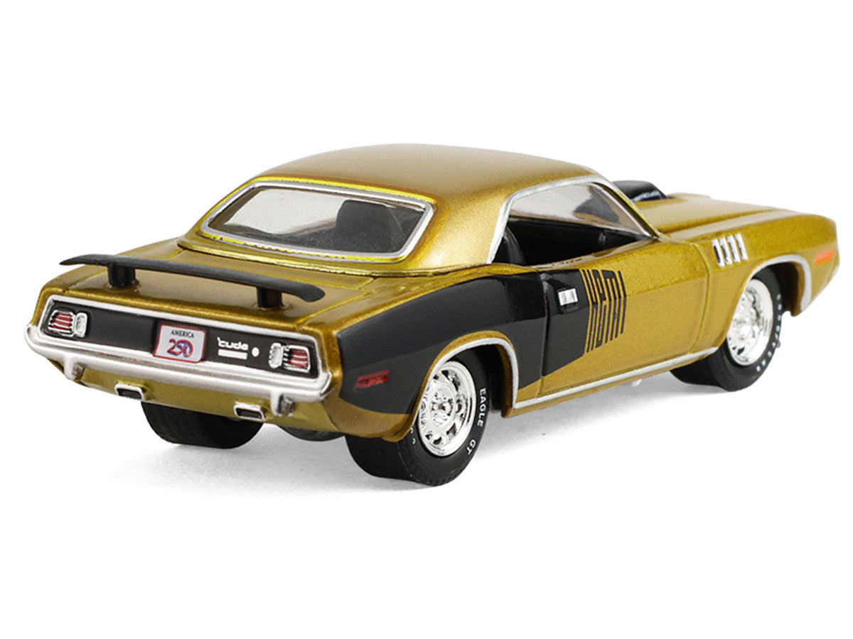 1971 Plymouth Hemi ‘Cuda Gold Metallic with Black Accents "America 250 Edition" "Anniversary Collection" Series 18 1/64 Diecast Model Car by Greenlight