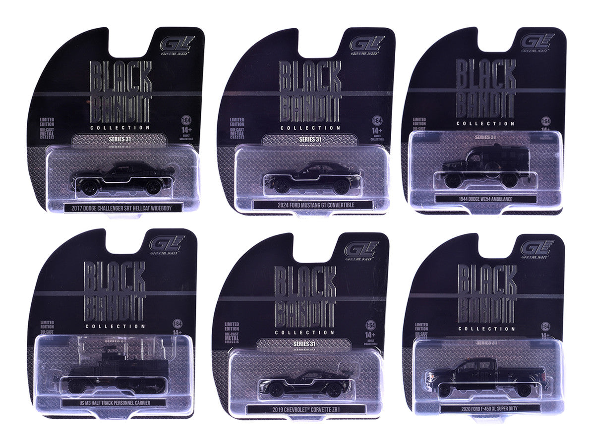 "Black Bandit" Series 31 6 piece Set 1/64 Diecast Model Cars by Greenlight