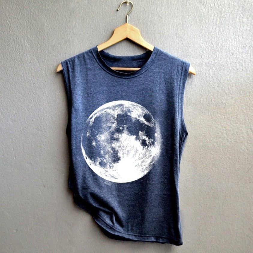Women girl moon erath tank top