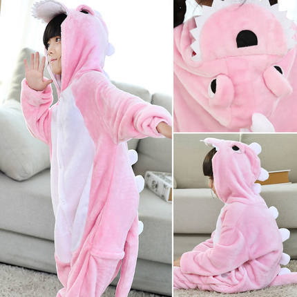 Flannel Funny Dinosaur Pajama Animal Dinosaur Family Home Funny Costume One-Piece