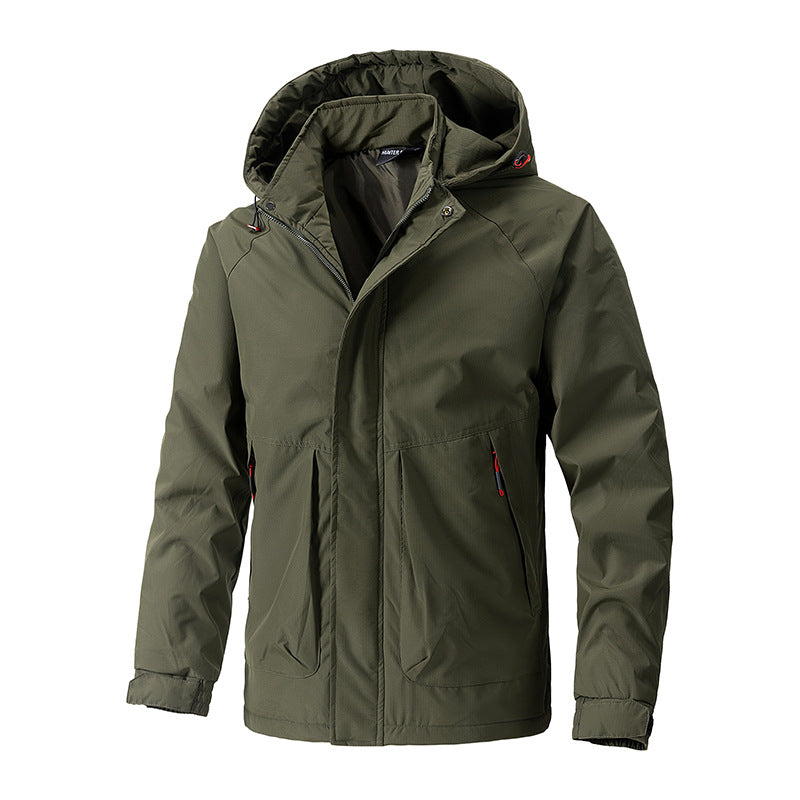 Amazon Jacket Men's Spring And Autumn Outdoor Casual Hooded Jacket Mountaineering Jacket Workwear 2026 Spring Style