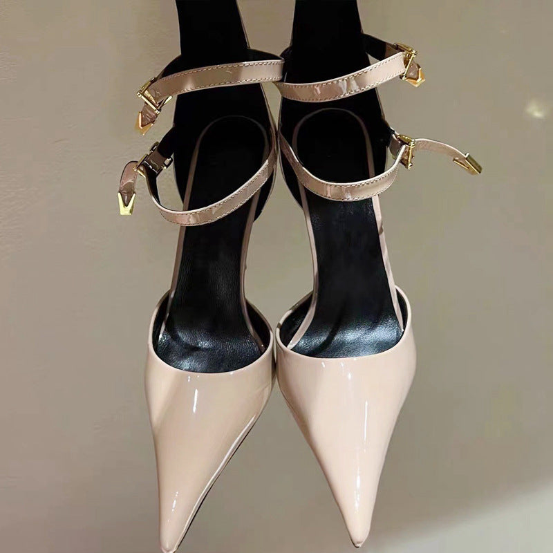 Women's Pointed Patent Leather High Heel Sandals