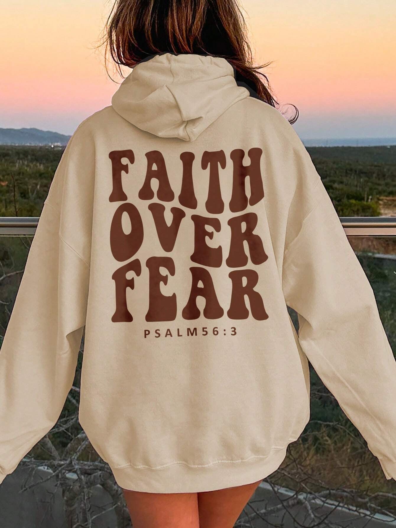Women Faith Over Fear Dropped Shoulder Hoodie
