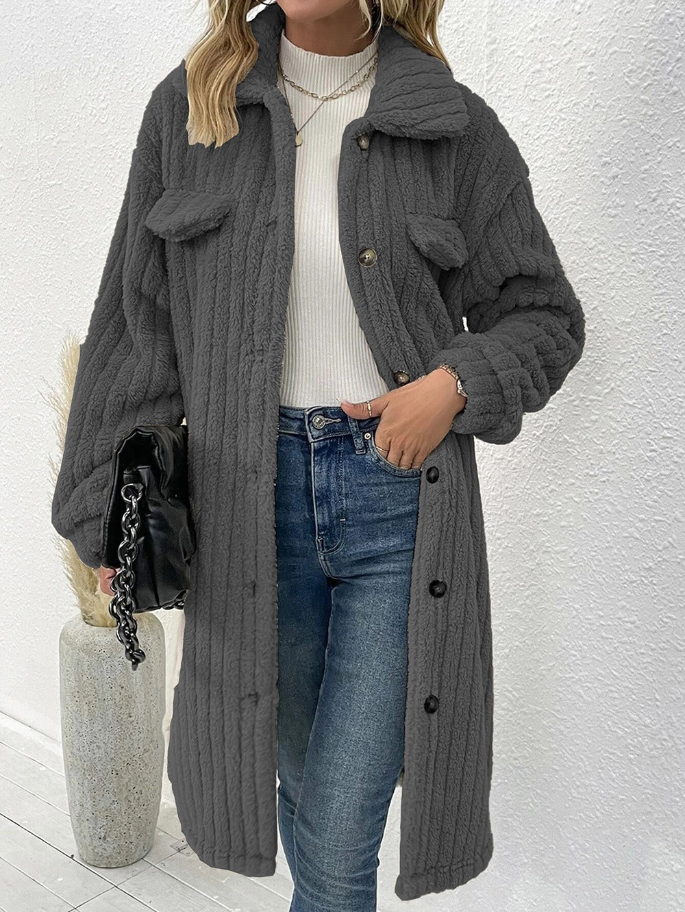 2026 New Winter Women's Fuzzy Coat, Fluffy Lapel Single-breasted Outerwear