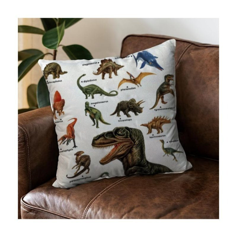 Wild Dinosaur Pillow Cover - Animal Dinosaur Pillowcase Tyrannosaurus Rex Brachiosaurus Dinosaur Pillowcase Square 18x18 Suitable For Boys' Room Home Decoration