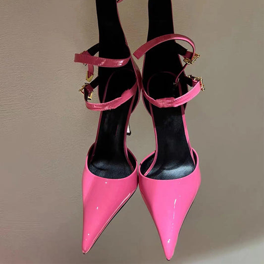 Women's Pointed Patent Leather High Heel Sandals