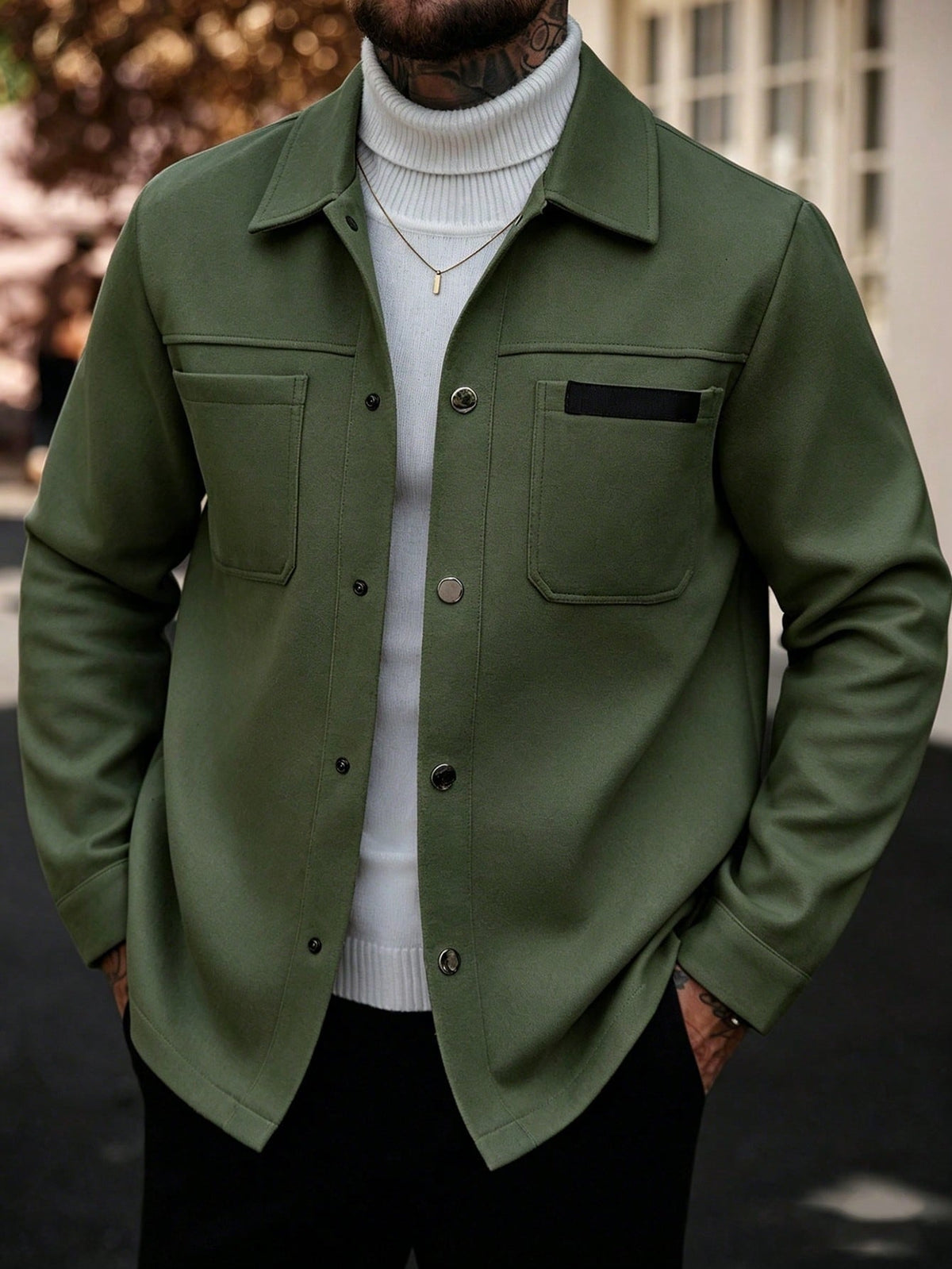 2026 Autumn Winter European And American Men's Fashion Pocket Woolen Jacket With Lapel Casual Single-Breasted Coat For Men 2600808