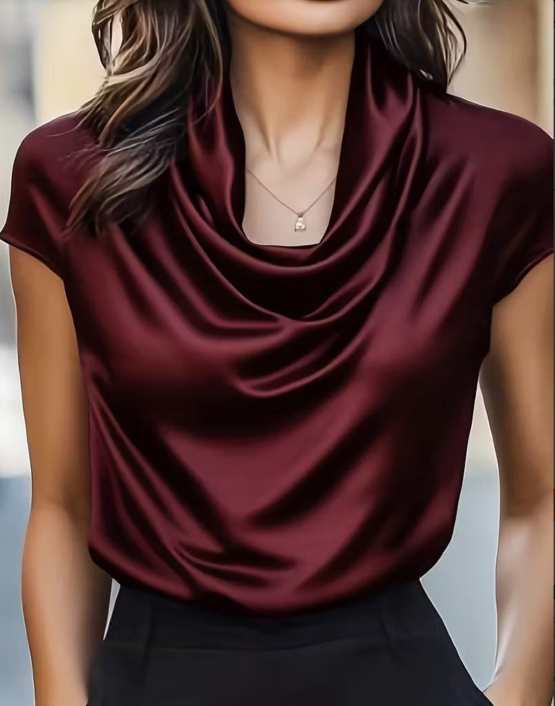 2026 Women's New Swinging Collar Pendant Short Sleeve Top Casual Versatile Shirt