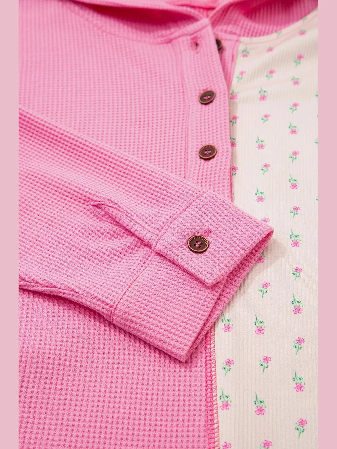 Color Block Button Detail Hoodie