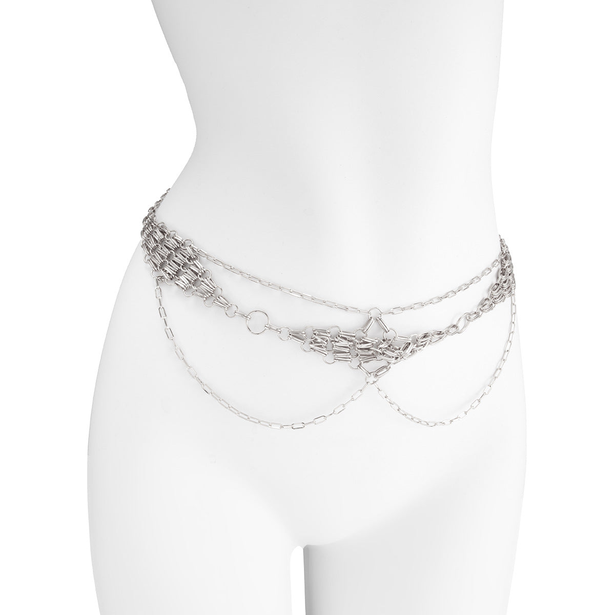 Retro Metal Diamond Woven Waist Chain