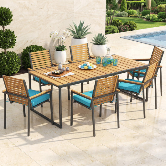 Outdoor Chair Cushion Set of 6 Waterproof Olefin Seat Cushions-Turquoise