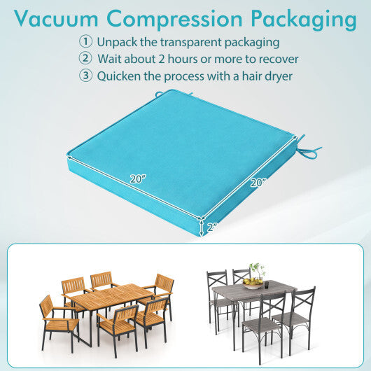 Outdoor Chair Cushion Set of 6 Waterproof Olefin Seat Cushions-Turquoise