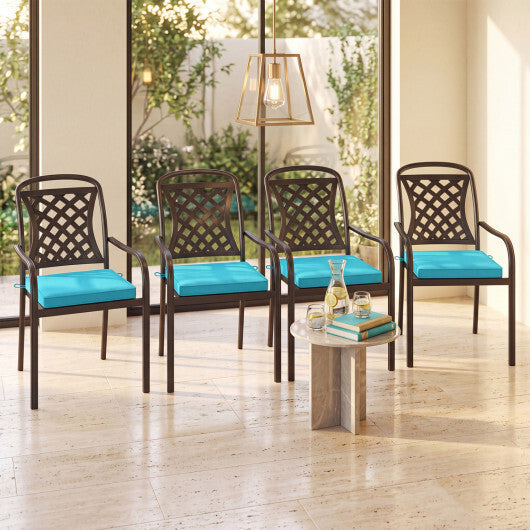 Outdoor Chair Cushion Set of 6 Waterproof Olefin Seat Cushions-Turquoise