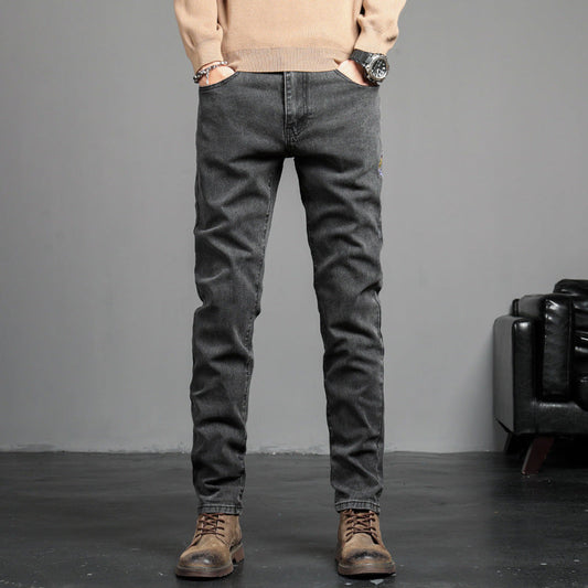 Youth Retro Embroidered Denim Trousers