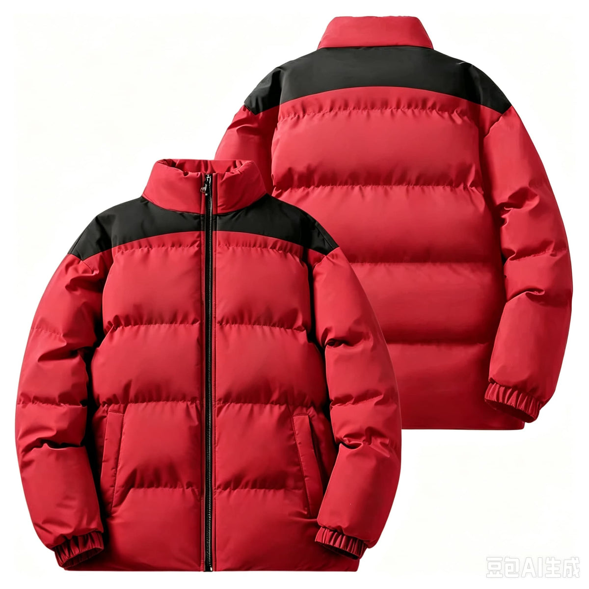 2026 Men Winter Stand Collar Puffer Jacket Color Block Striped Patchwork Cotton Padded Coat Loose Windproof Warm Racing Style Outerwear Male Casual Zipper Thick Winter Outfits
