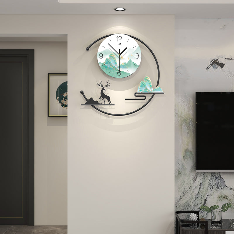 Modern Mountain Deer Wall Clock Artistic Living Room Home Decor