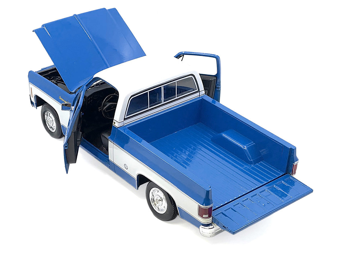 1974 Chevrolet C10 Cheyenne Super Pickup Truck Blue and White "Special Edition" Series 1/18 Diecast Model Car by Maisto