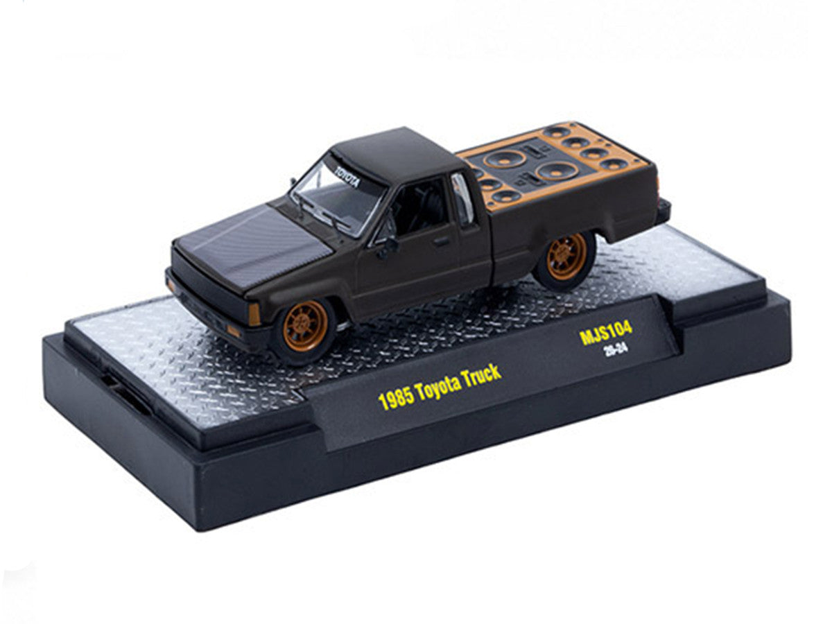 1985 Toyota SR5 Pickup Truck "Slammed Custom" Matt Gray with Carbon Hood Limited Edition to 10890 pieces Worldwide 1/64 Diecast Model Car by M2 Machines