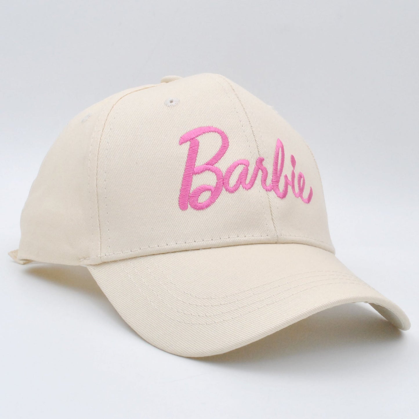 Cross-border new Barbie Barbie pink hard top baseball cap ins Korean version of cute embroidery curved eaves cap wholesale
