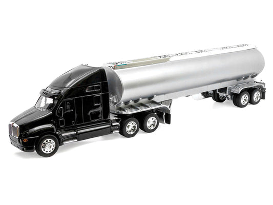 Kenworth T2000 Truck Black with Silver Tanker Trailer "Transporter" Series 1/32 Diecast Model by Welly