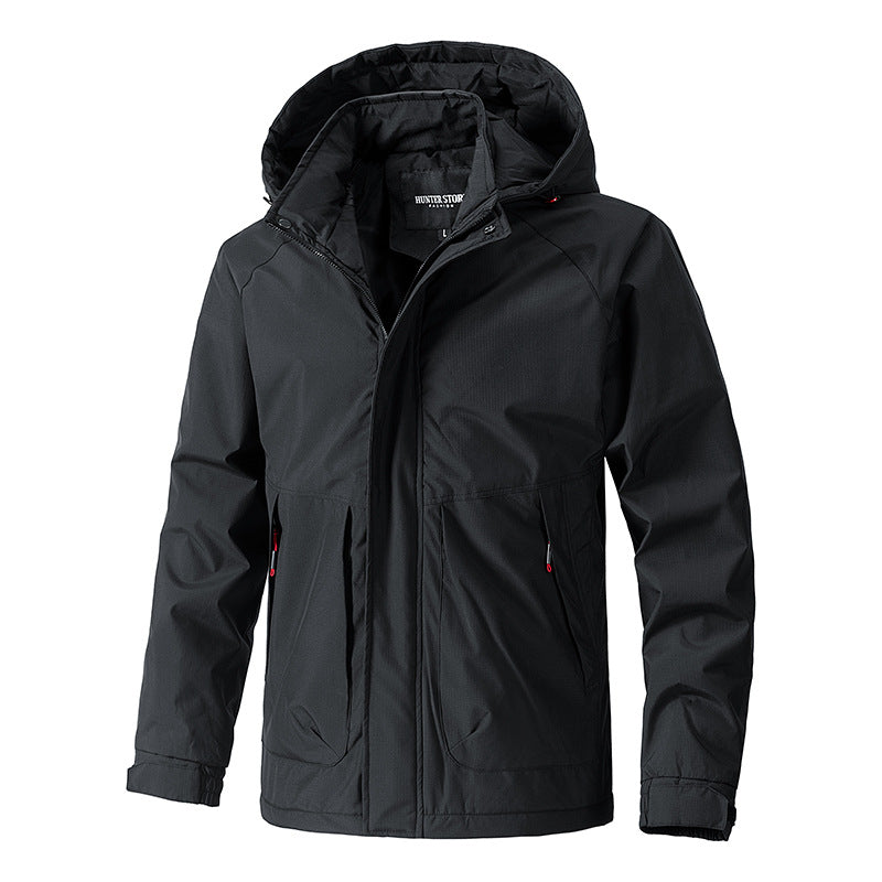 Amazon Jacket Men's Spring And Autumn Outdoor Casual Hooded Jacket Mountaineering Jacket Workwear 2026 Spring Style