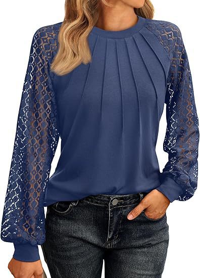 2026 Autumn New European And American Women's Long Sleeved Shirt Lace Top Casual Knitted Shirt
