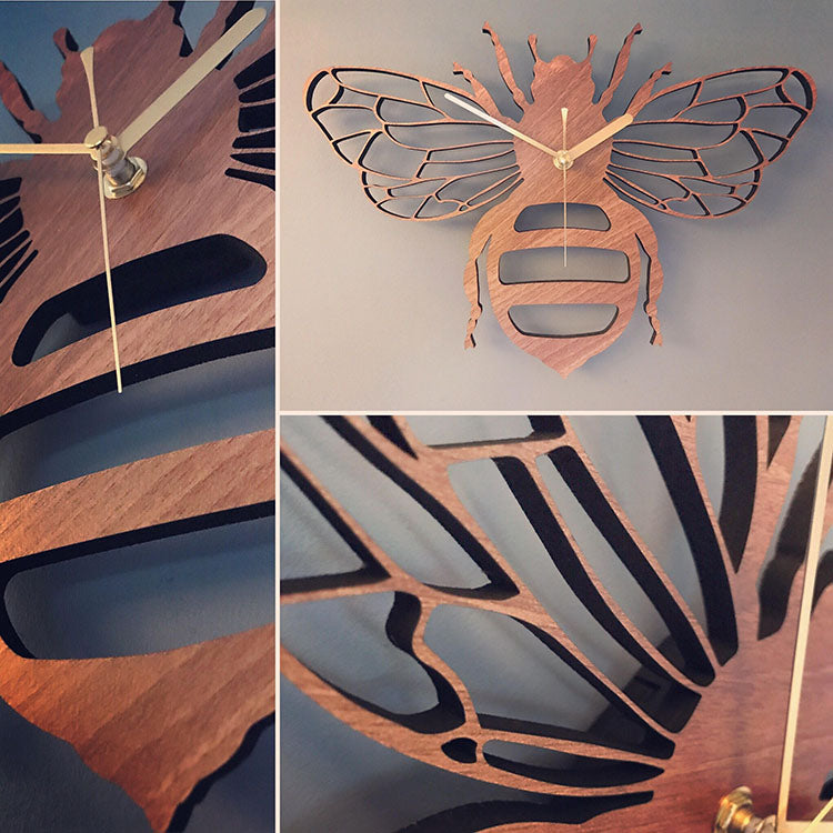 Fashion creative bamboo and wood bee wall clock