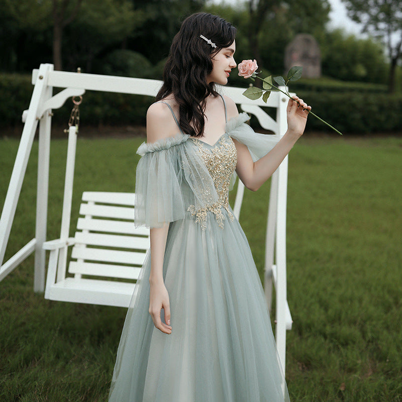 Green wedding banquet sister group dress