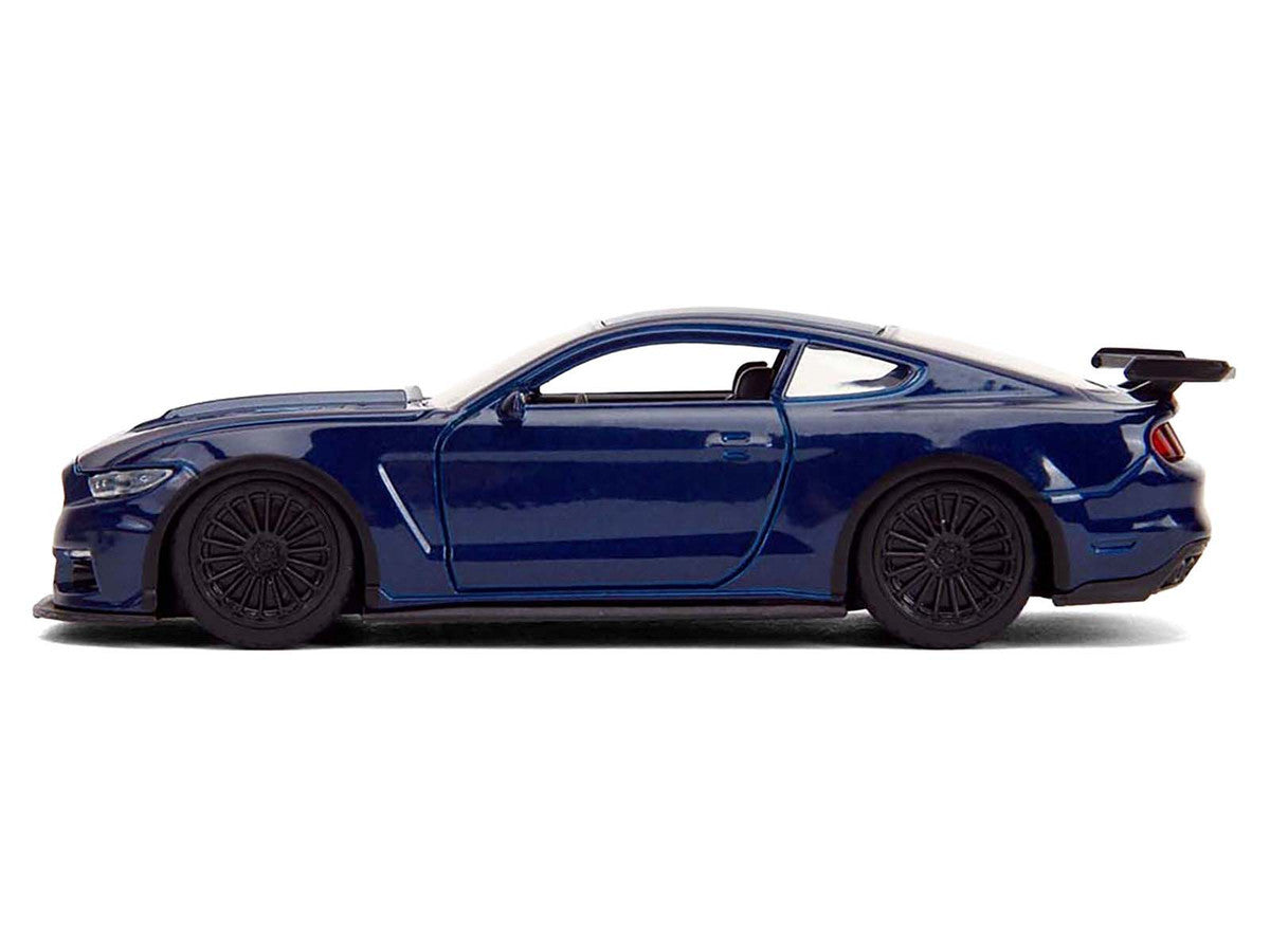 2016 Ford Mustang GT Dark Blue Metallic with White Stripe "F9" (2021) Movie "25 Years of Fast & Furious" Series 1/32 Diecast Model Car by Jada