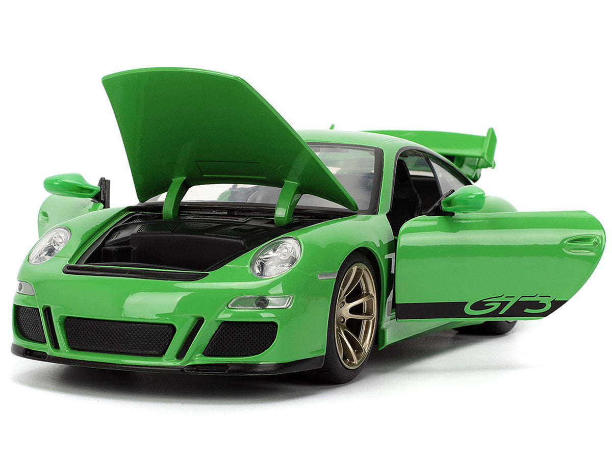 Porsche 911 GT3 (997) Green with Black Accents "Fast X" (2023) Movie "25 Years of Fast & Furious" Series 1/24 Diecast Model Car by Jada