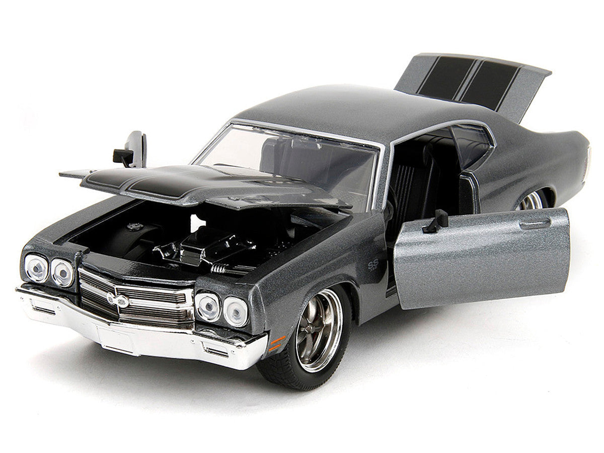 1970 Chevrolet Chevelle SS Gray Metallic with Black Stripes "Fast & Furious" (2009) Movie "Fast & Furious 25th Anniversary" Series 1/24 Diecast Model Car by Jada