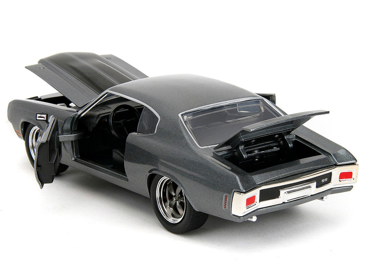1970 Chevrolet Chevelle SS Gray Metallic with Black Stripes "Fast & Furious" (2009) Movie "Fast & Furious 25th Anniversary" Series 1/24 Diecast Model Car by Jada