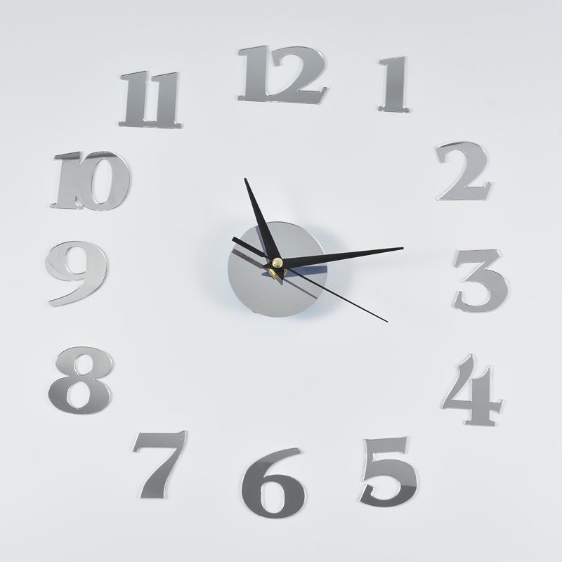 Creative acrylic mirror wall clock DIY stereo hanging