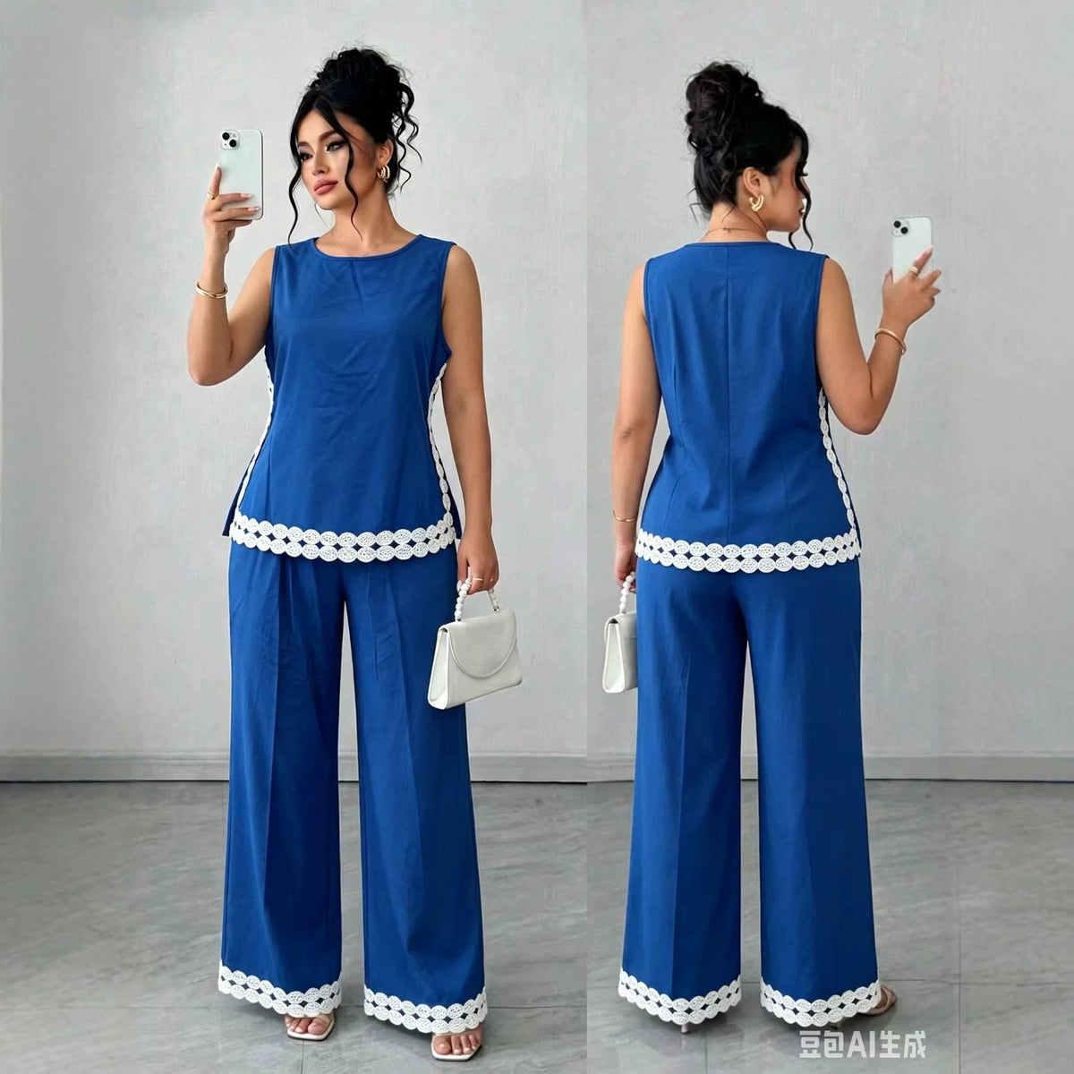 New 2026 Sleeveless Casual Pants Set Plus Size Vacation Outfit