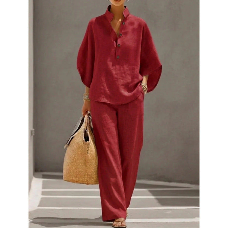 2026 New Women's Autumn Shirt Set Solid Color Leisure Urban Commuter Set
