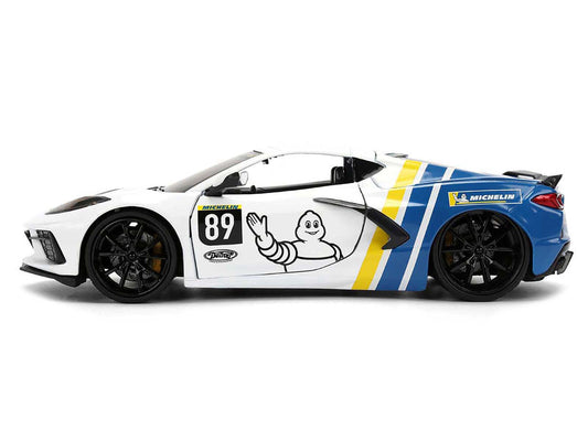 2020 Chevrolet Corvette Stingray C8 #89 "Michelin" White with Yellow and Blue Stripes "Bigtime Muscle" Series 1/24 Diecast Model Car by Jada