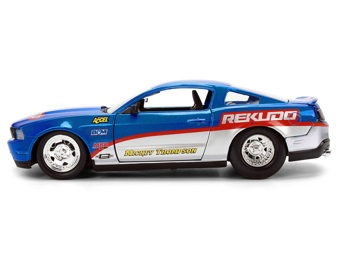 2010 Ford Mustang GT "Rekudo" Blue Metallic with Red and Silver Stripes "Bigtime Muscle" Series 1/24 Diecast Model Car by Jada